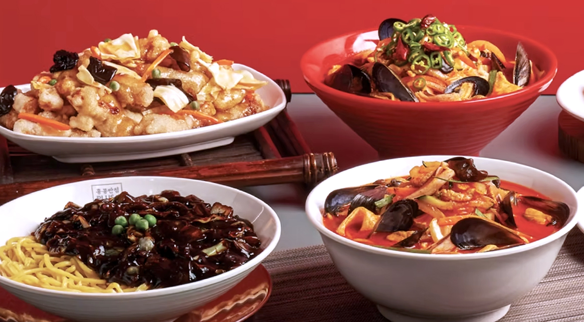 A selection of Korean-Chinese dishes from Paik's Noodle.